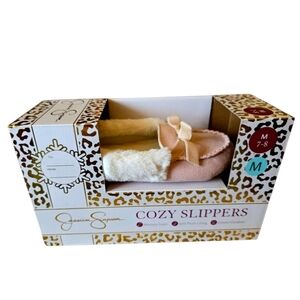 Jessica Simpson Pink Plush Slippers for Cozy Comfort Memory Foam New In Box
